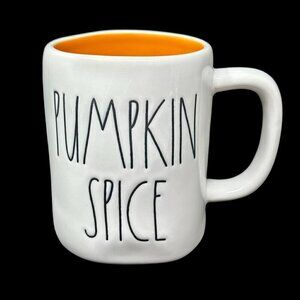 Rae Dunn Pumpkin Spice Mug With Heart Fall Coffee Tea Cup Magenta Orange Ceramic